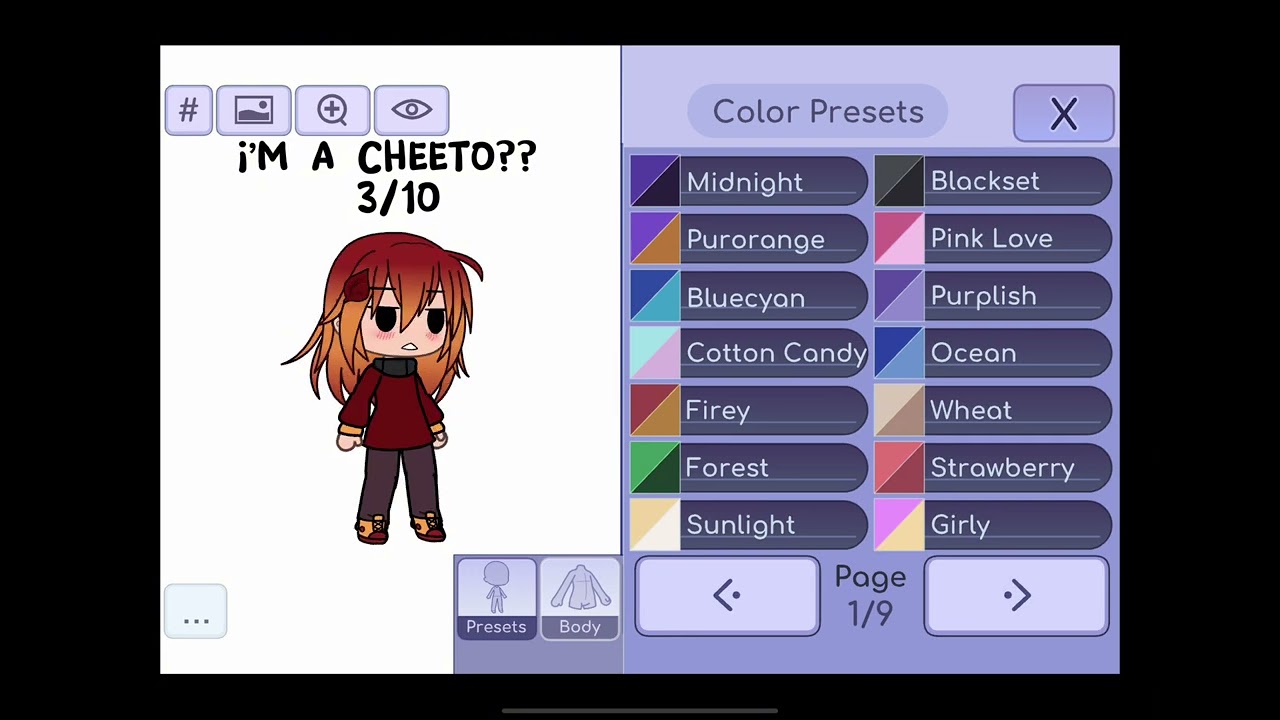 Rating my OC in different colour presets:D 