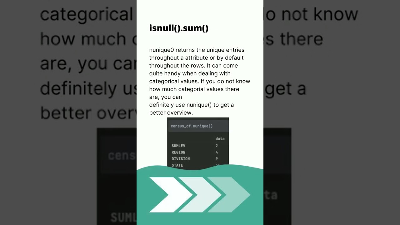 Pandas Series - df.isnull().sum(), nunique()
