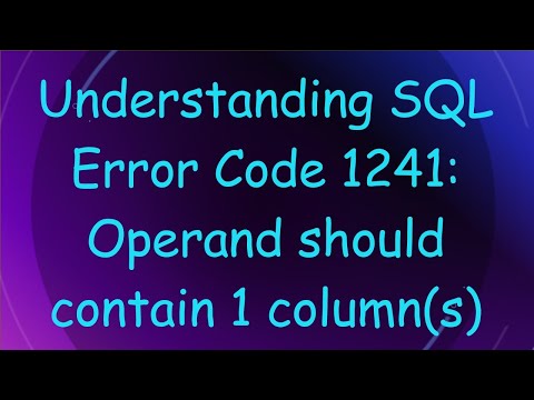 Understanding SQL Error