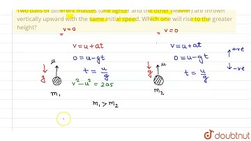 Two balls of different masses (one lighter and the other heavier) are thrown vertically upward w...