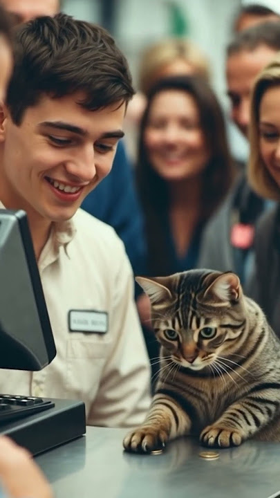 When a Cat Actually Pays at the Store 🐾”