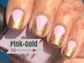 Pink and Gold Chevron Nail Art by The Crafty Ninja