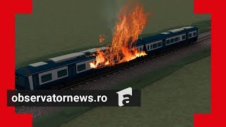 ANIMAŢIE. Cum a luat foc trenul Malaxa 1000, vechi de 100 de ani