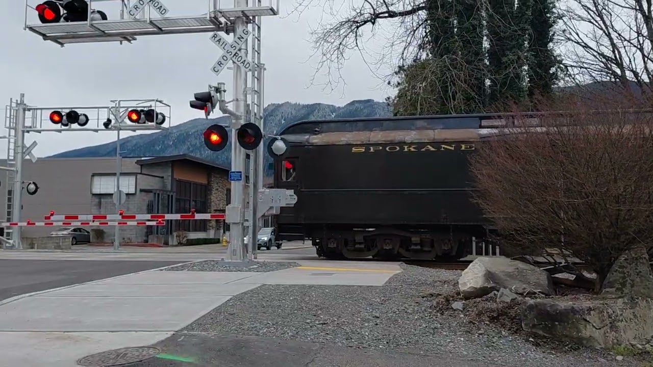 Northwest Railway Museum winter excursion with new railroad crossings 