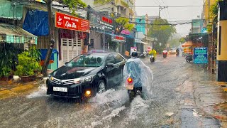 Walking in the Heavy Rain in Da Nang City, Vietnam 4K