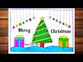 Merry Christmas drawing easy/Christmas Drawing/Christmas Tree Drawing/Merry Christmas poster drawing