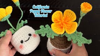 🌸California Poppy Flower Tutorial  🌹 How to Crochet Poppy Flower Easy and Fast Step by Step