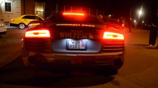 #100 Team Wolfpack at Gumball 3000 in VIENNA - 2013 Audi R8 V10 PLUS - HARD REVS!!