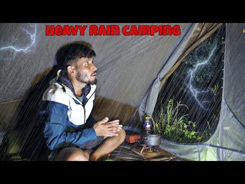 Solo Jungle Camping In Heavy Rainstorm | Rain Camping In Deep Forest | Camping Video
