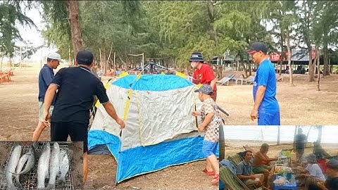 Cùng cả nhà ra biển thả lưới bắt Cá Đối, nướng Cá Đối, cắm Trại bên bờ Biển.