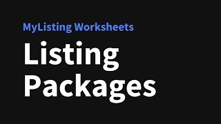 MyListing Worksheets - Listing Packages