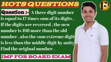 A three digit number is equal to 17 times sum of its digits,If digits are reversed,new number is 198