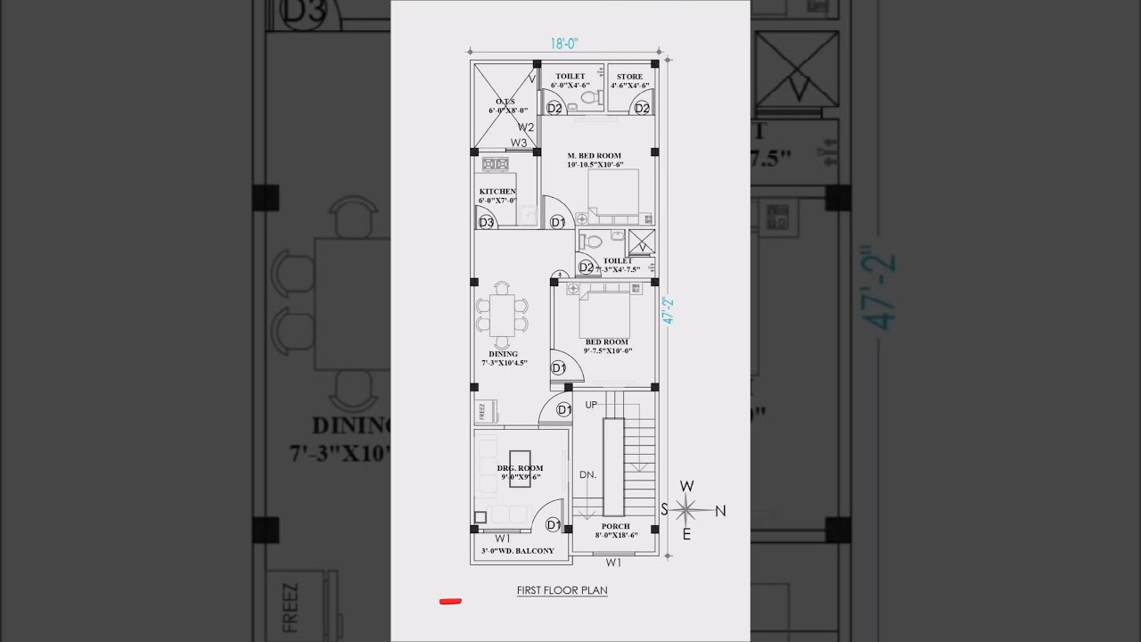 18X47 House Plan First Floor