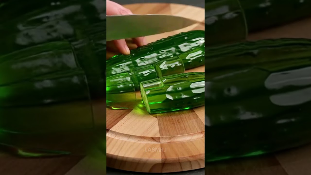 ASMR GLASS CUTTING CUCUMBER "click like if you like it✨"
