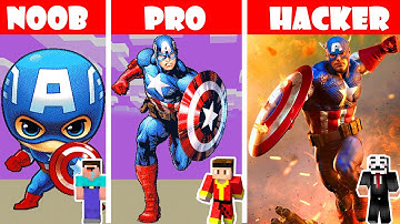 Minecraft Pixel Art NOOB vs PRO vs HACKER ✨CAPTAIN AMERICA