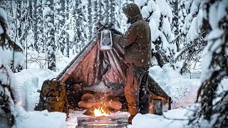 20°C WINTER BUSHCRAFT SURVIVAL • TARP SHELTER • LONG LOG FIRE • NO SLEEPING BAG • MY FAILURE