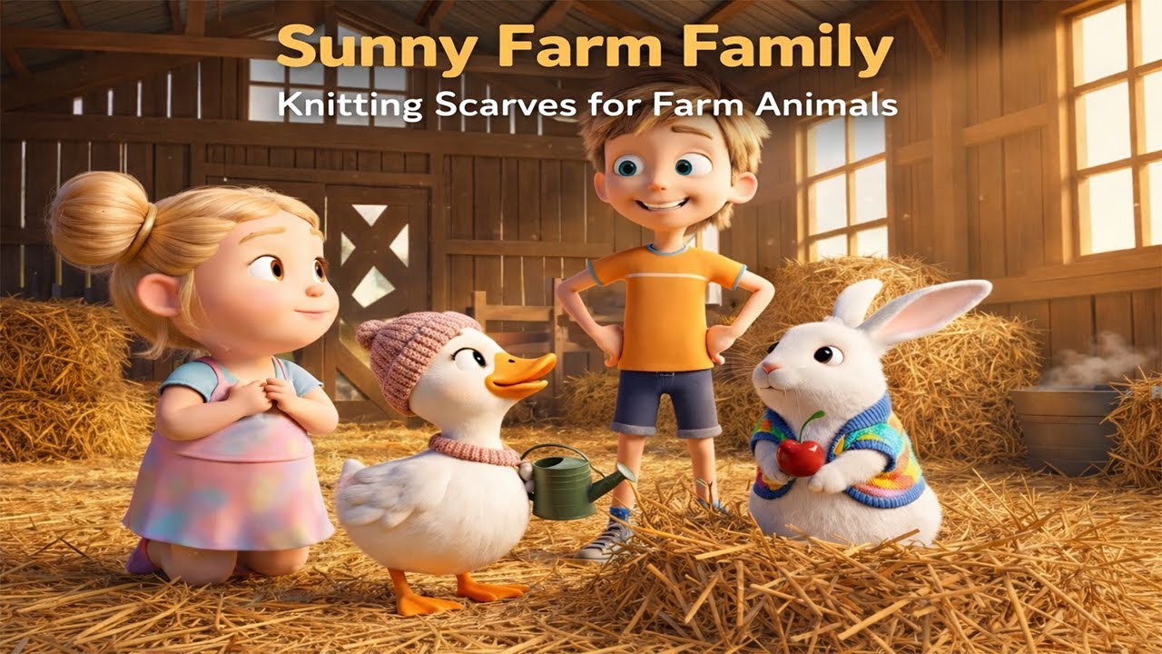 Sunny Farm Family 🧶 | From Wool to Warmth | Knitting Scarves for Farm Animals 🐑🧣 | Calm Animation