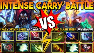 INTENSE HARD CARRY BATTLE | Crazy Attack Speed Arc Warden Vs. Sonic Slash Speed Juggernaut DotA 2