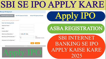 SBI ASBA IPO Application | How to apply for IPO through SBI Net Banking | SBI Yono IPO Apply Online