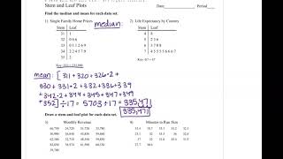 FST Stem and Leaf Plots