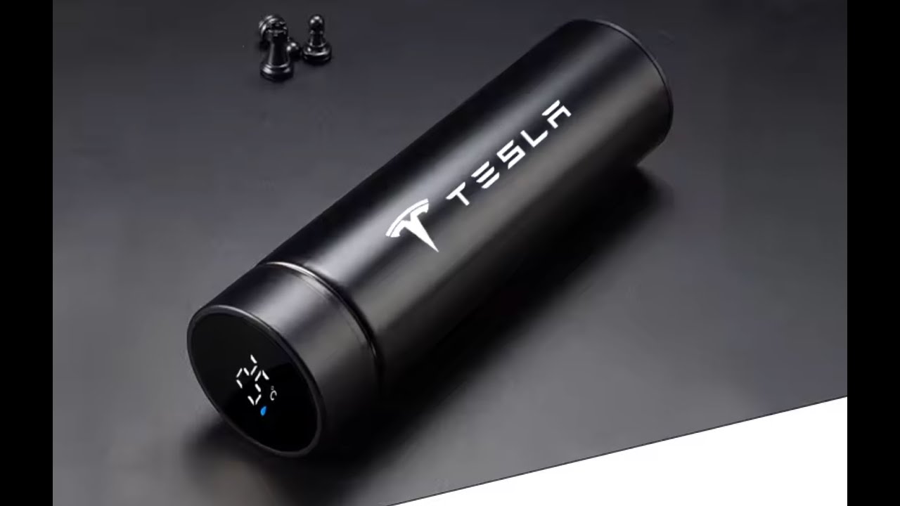500ml Portable Car Logo Intelligent Stainless Steel Thermos Bottle Tesla Roadster Performance