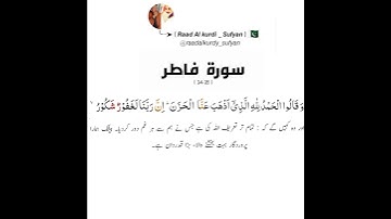 Raad Al kurdi Whatsapp status with Urdu translation / سورة فاطر بصوت الشيخ رعد بن محمد الكردي
