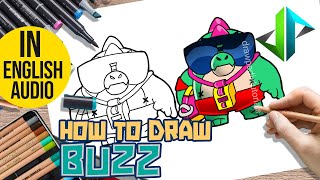 [DRAWPEDIA] HOW TO DRAW *NEW* BUZZ (BRAWLER) from BRAWL STARS - STEP BY STEP DRAWING TUTORIAL