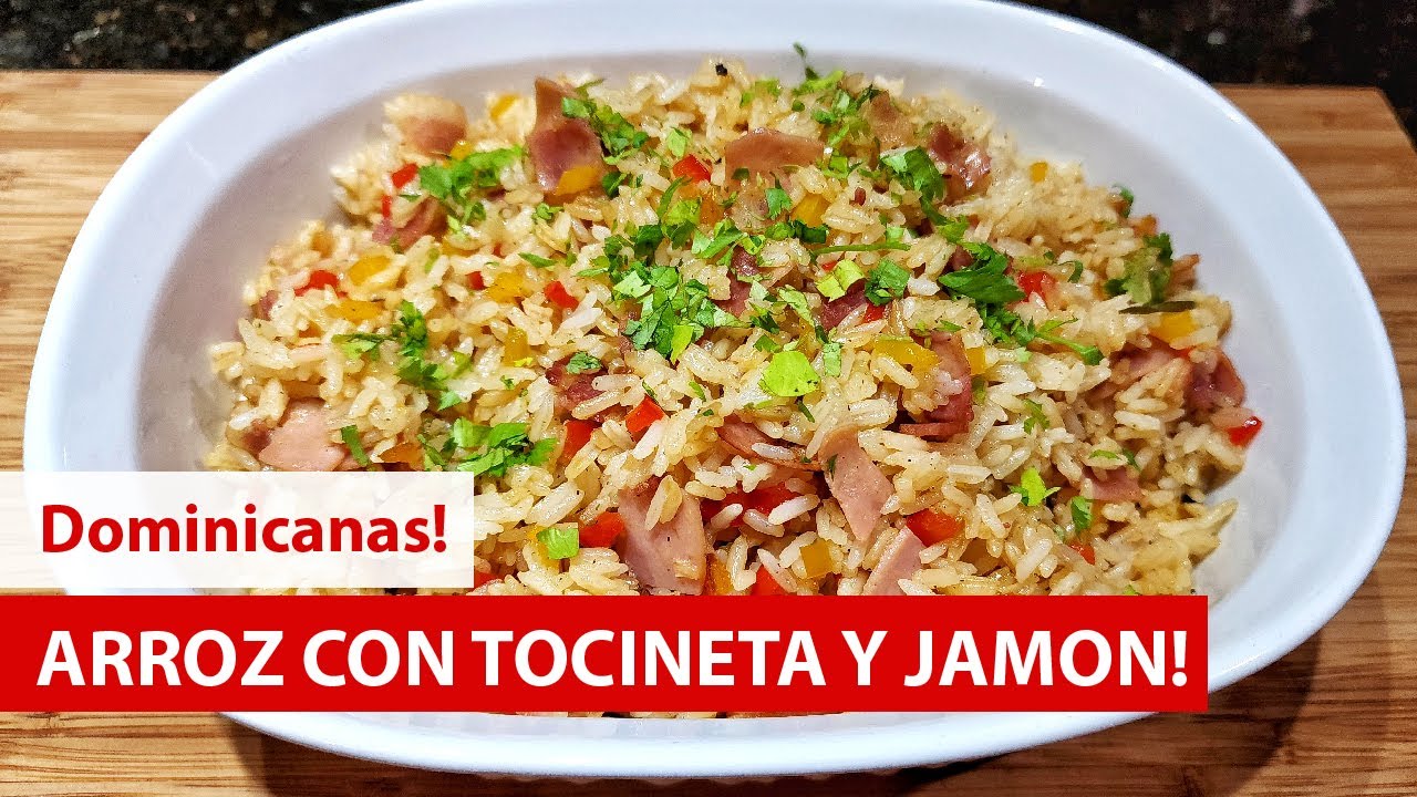 Como hacer ARROZ con TOCINETA y JAMON 🍚 [ESTILO JOFI]  | Cocina Dominicana 🇩🇴