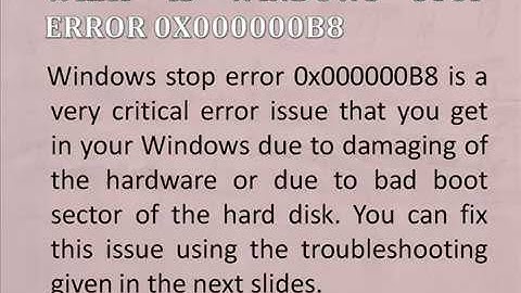 Easy Way to Fix Windows Stop Error 0x000000B8