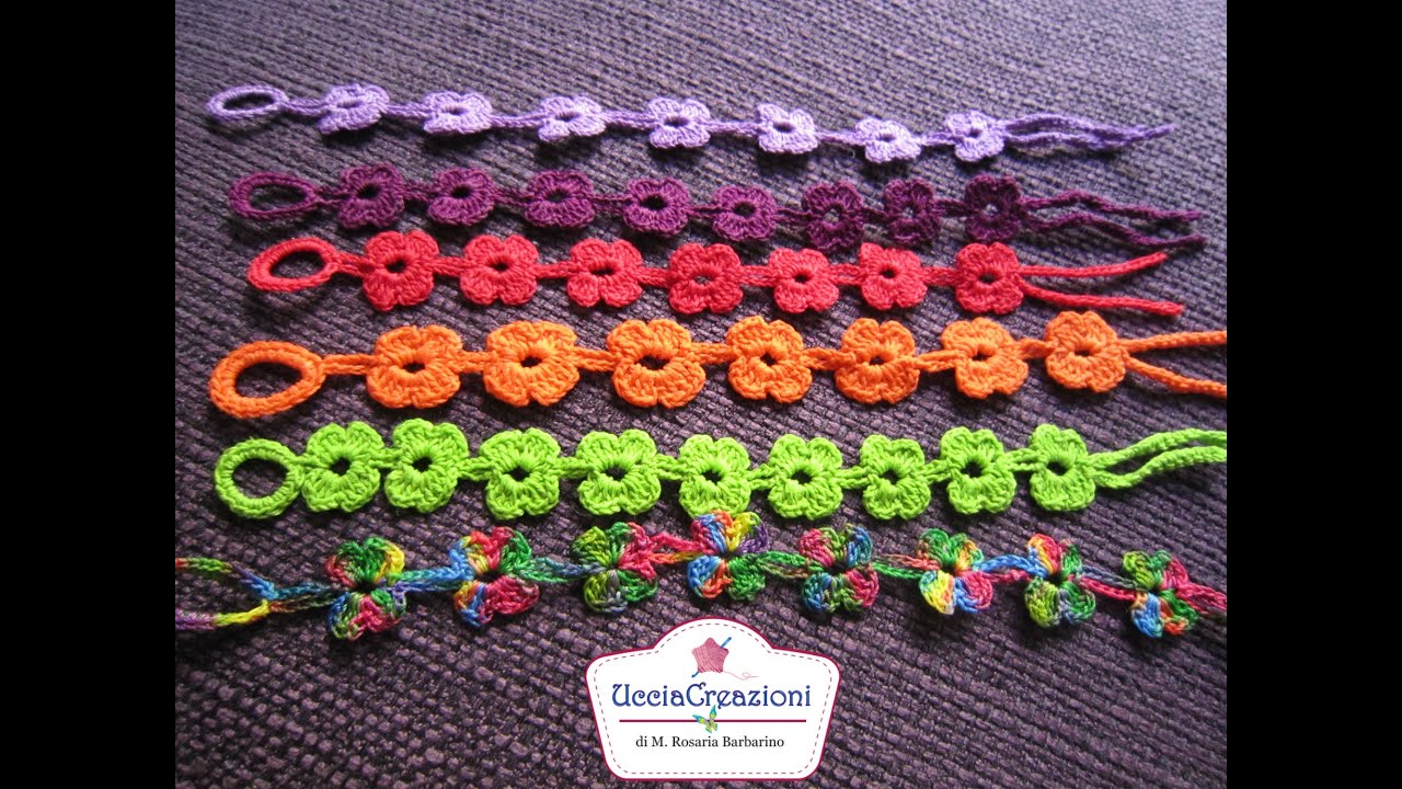 Tutorial 6 Bracciali Fiore Simil Cruciani How To Flower Crochet Bracelets Youtube