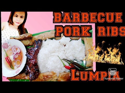 BARBECUE SPARE RIBS ,FRIED LUMPIA MUKBANG No talking 😊