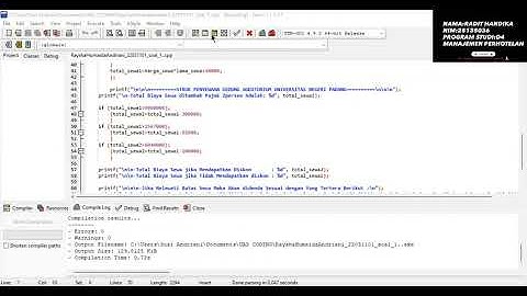 UAS PENGANTAR CODING RADIT HANDIKA ( APLIKASI PROGRAM MENGHITUNG SEWA GEDUNG AUDITORIUM UNP )