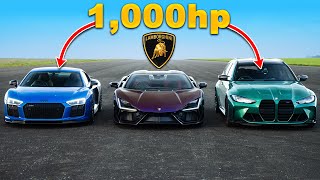 Lamborghini Revuelto vs M3 Touring de 1000hp vs R8 de 1000hp: ARRANCONES