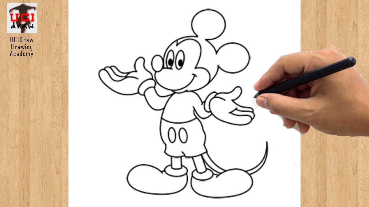 Mickey Mouse Drawing Easy | How to Draw a Mickey Mouse Cartoon Step by Step  Outline - YouTube