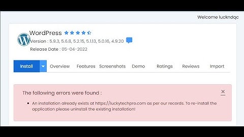 "An installation already exist" while installing  WordPress.