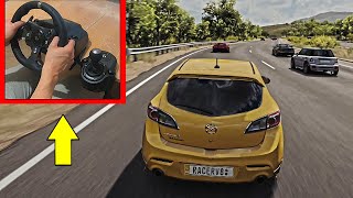 Mazda 3 highway traffic | Steering Wheel + Shifter Gameplay | Racer V8 screenshot 5