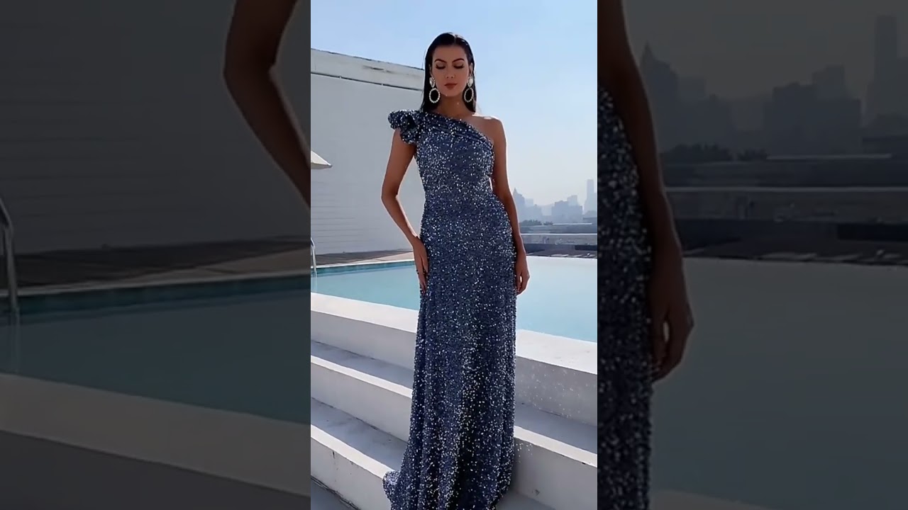 Spaghetti Strap Lace Up Sequins Mermaid Split Long Prom Dresses