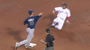 Rays middle infielders turn a FANTASTIC double play