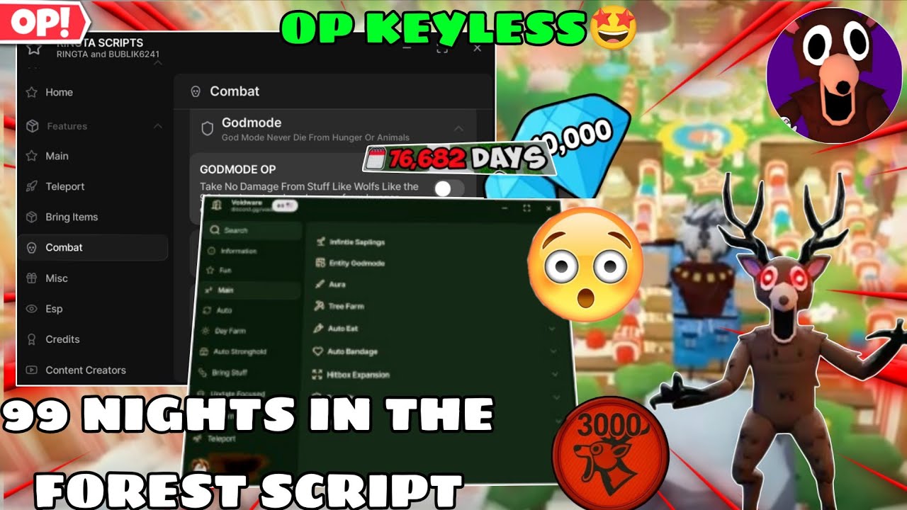 99 Nights in the forest🔦 KEYLESS Script🤩 OP Autofarm Days🔥,Auto Events😎,Bring Stuff✨,Godmode & More