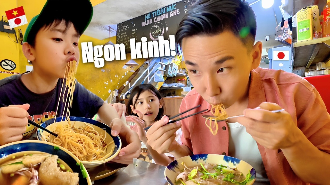 Con lai Việt - Nhật lần đầu ăn hủ tiếu và mê luôn ~ Quán hải sản ngon, đông nghịt khách ở Đà Nẵng