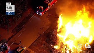 Large fire engulfs building in East Cleveland