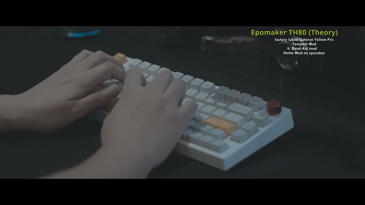 (4K) Epomaker TH80 w/ Gateron Yellow Pro + tape + bandage + holee mods