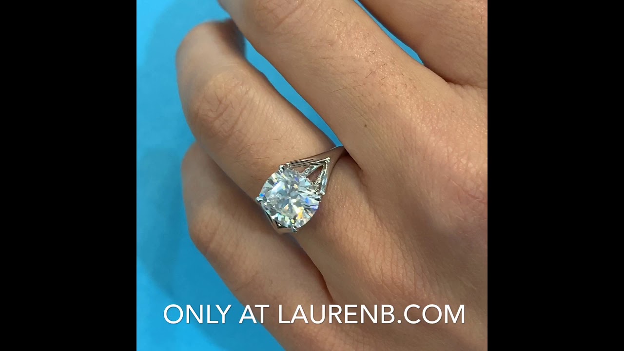 Cushion Moissanite Split Band Engagement Ring
