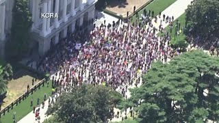 Reopen california protests at state capitol against coronavirus
lockdown -- watch live