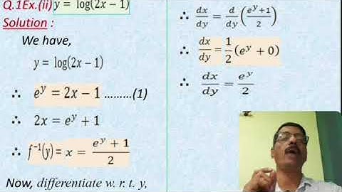 DIFFERENTIATION: Derivatives of Inverse Functions Examples Exercise 1.2