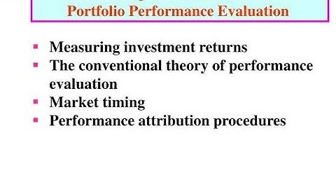 Portfolio Performance Evaluation
