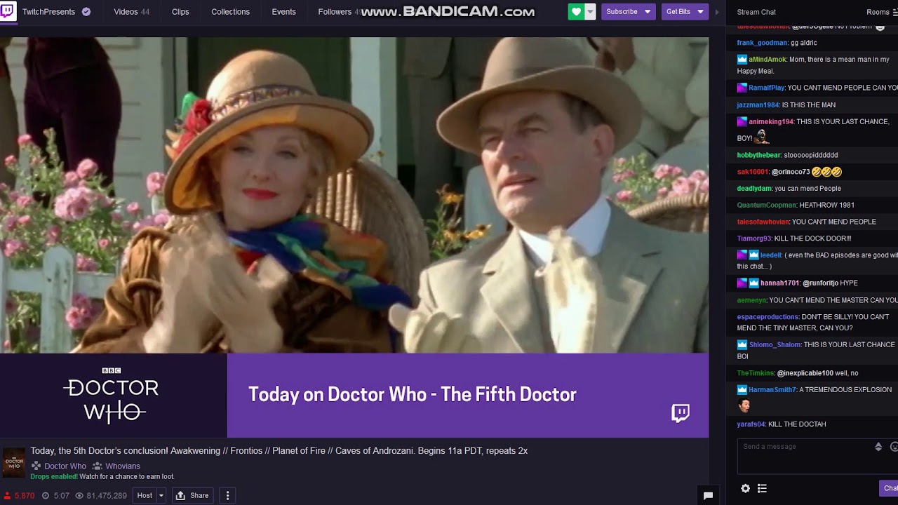 Doctor Who Marathon - Fifth Doctor Intermisson Break w/ Twitch chat