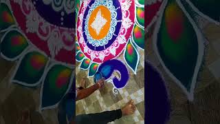 Peacock sanskar bharti rangoli design💞Big Rangoli