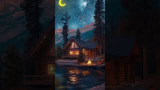 Peaceful Night Cabin by the Lake 🌙 | Cozy Campfire Under Stars ✨ Most Beautiful Place