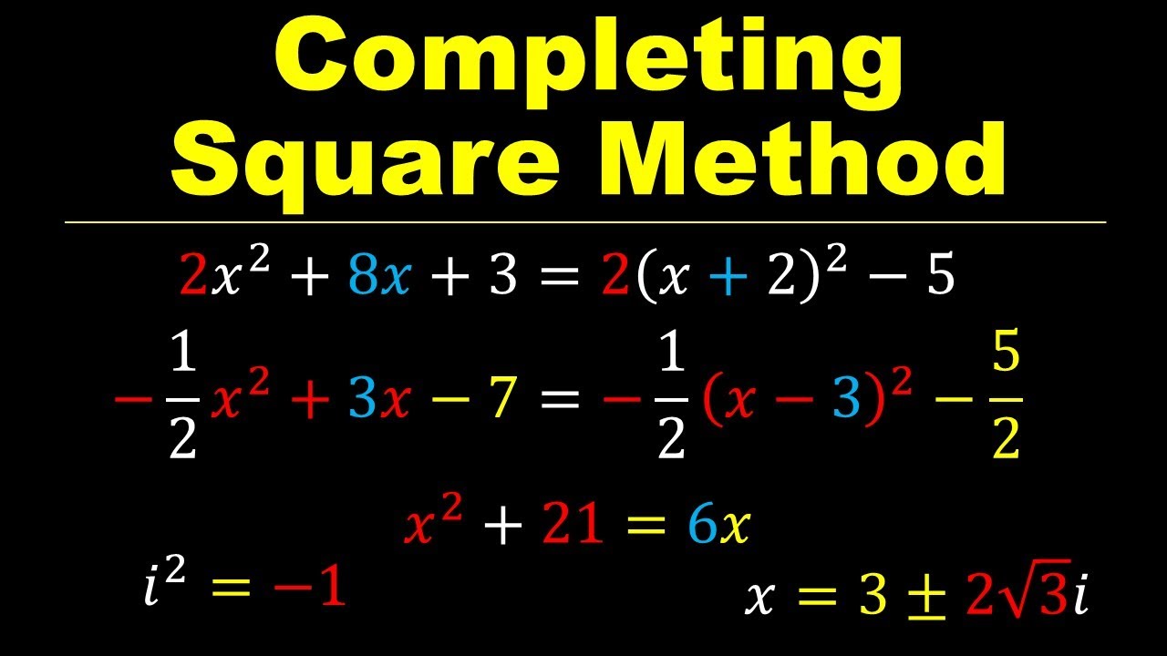 Completing The Square Method Completing The Square (More Examples)